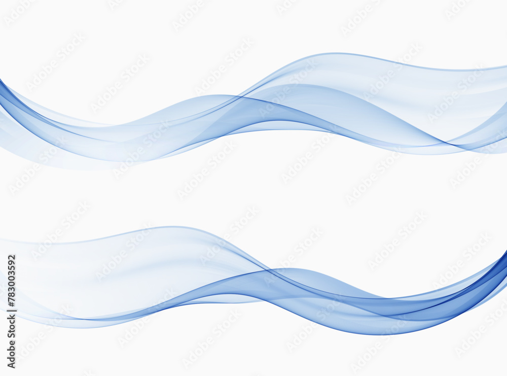 Wall mural abstract blue wave, flow of blue wavy lines, design element.