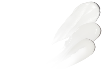 Set, composition of cosmetic strokes, cream on a blank background.