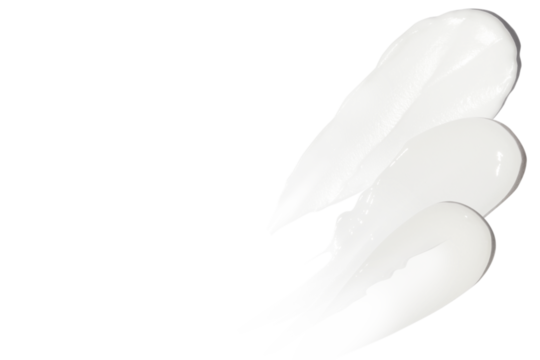 Set, composition of cosmetic strokes, cream on a blank background.