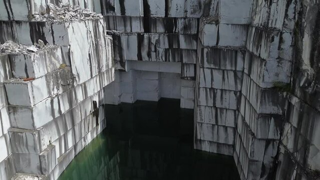 Aerial View of a Marble Quarry in the Apuan Alps - Tuscany 4K