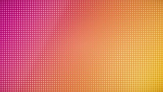 Colorful pink and orange color gradient halftone dots pattern background. This vibrant textured summer colors abstract background is full HD and a seamless loop.