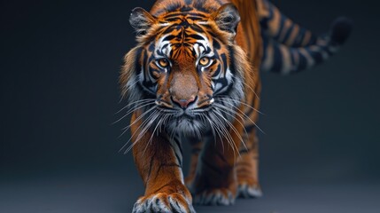 Sumatran Tiger in Natural Habitat. Unveiling the Enigmatic Behavior of Panthera tigris sumatrae Through Dynamic Side Angles.