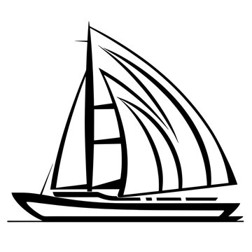 Sleek sail yacht outline vector, perfect for maritime-themed designs.