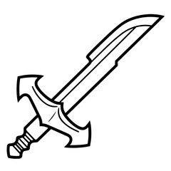 Vector icon of a simple sword outline, perfect for medieval or fantasy-themed designs.