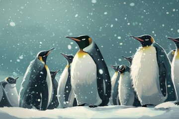 Obraz premium charming birds in their natural habitat.World Penguin Day