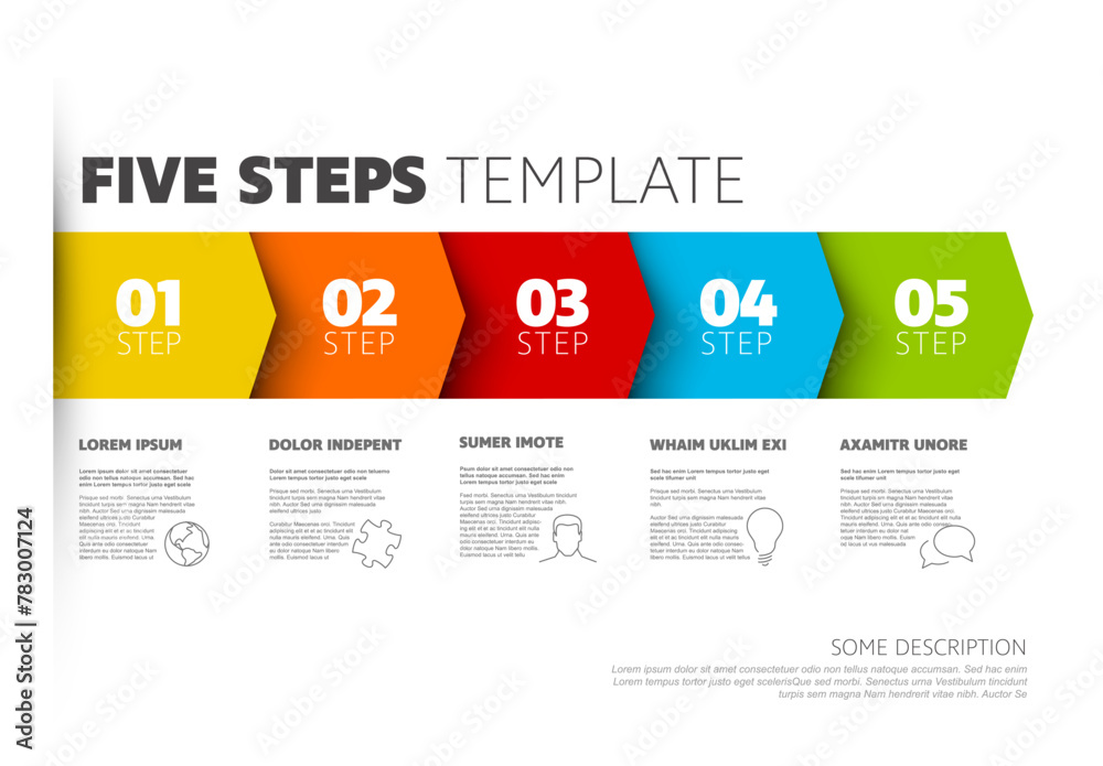 Canvas Prints progress five steps infographic template