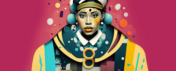 Abstract woman illustration. Modern pop art graphic design. Colorful urban artwork style. Street art.