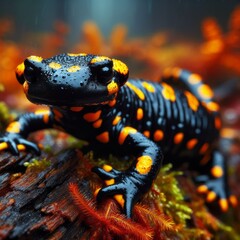Obraz premium Close-up of a fire salamander