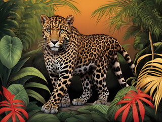 JAmmazing Art Illustration ungle Leopard Jaguar Wallpaper Background water color