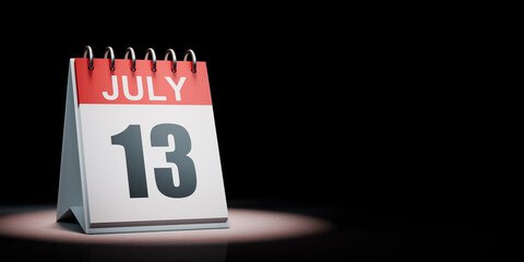 July 13 Calendar Spotlighted on Black Background