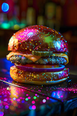 Glitter covered shining burger