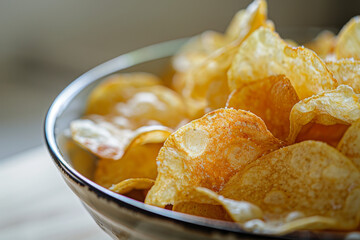 A bowl of crispy chips - Generative AI