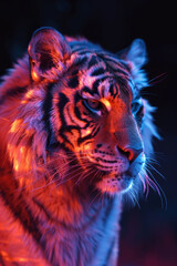 Retrato de tigre con luces de estudio.