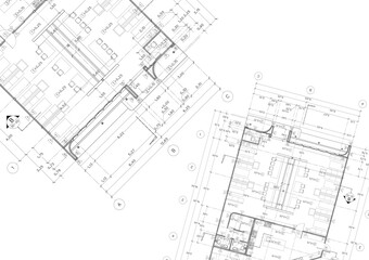 Fototapeta premium Floor plan designed building on the drawing.