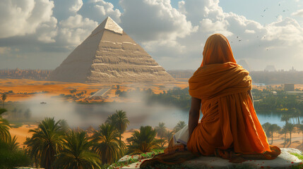 Sneferu: Reflections Amidst Grandeur - Moments of Contemplation and Leisure Amidst His Pyramid...