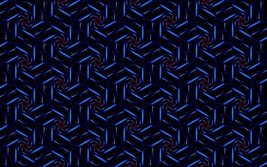 青い渦巻き模様の幾何学パターン - obrazy, fototapety, plakaty