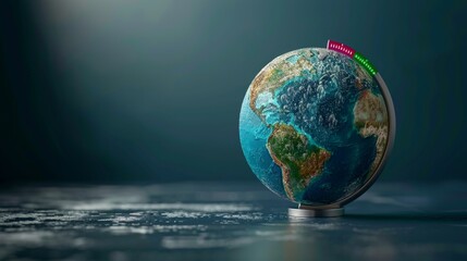 Climate Change: A 3D vector illustration of a globe with a thermometer showing a high temperature