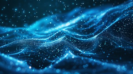 Dynamic Digital Data Flow in an Abstract Blue Setting