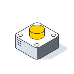 Outline button. 3d isometric vector, web icon,Contour style. Creative illustration, idea for infographics