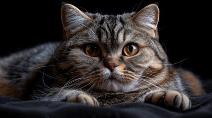Scottish Fold Cat Posing Playfully with Its Ears Folded, Endearing Expression Capturing Hearts