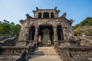 Architectual Tomb of Emperor Khai Dinh (Lang Khai Dinh), Hue city, Vietnam. The most beautiful tomb of the kings Hue, popular tourist destination in Asia.