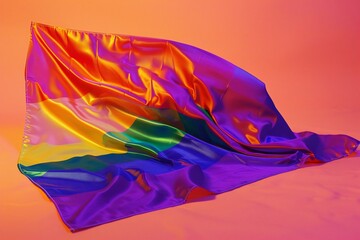  rendering of a rainbow LGBT flag waving in the wind