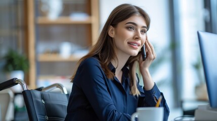 Fototapeta premium Cheerful Woman Making a Phone Call