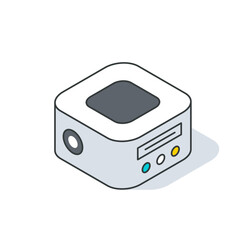 Isometric drawing of a box with a square in the middle