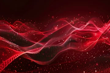 Foto op Canvas Red abstract background with particles,   rendering,  illustration © Nam