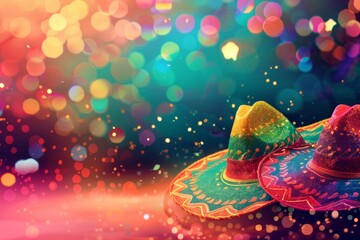 abstract background with bokeh glitter for Cinco de Mayo