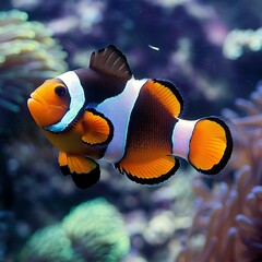 Clown anemonefish (Amphiprion ocellaris) - obrazy, fototapety, plakaty