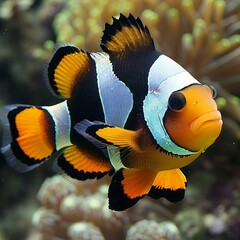 Clown anemonefish (Amphiprion ocellaris) - obrazy, fototapety, plakaty