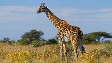 Giraffe in the savanna of Africa