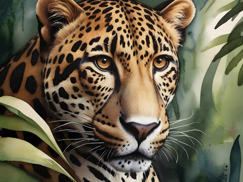 JAmmazing Art Illustration ungle Leopard Jaguar Wallpaper Background water color