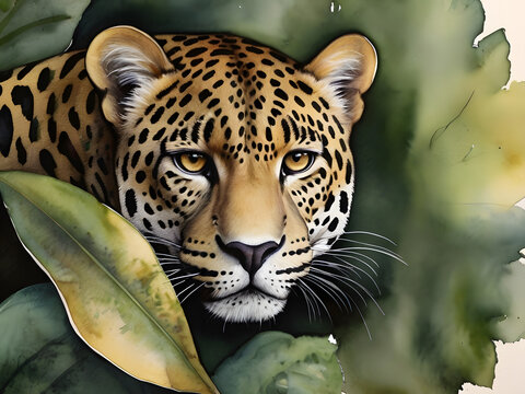 JAmmazing Art Illustration ungle Leopard Jaguar Wallpaper Background water color