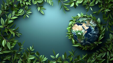 Peace and Unity: A 3D vector illustration of a globe with olive branches encircling it - obrazy, fototapety, plakaty