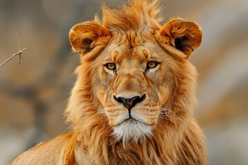 Portrait of a male lion (Panthera leo) - obrazy, fototapety, plakaty