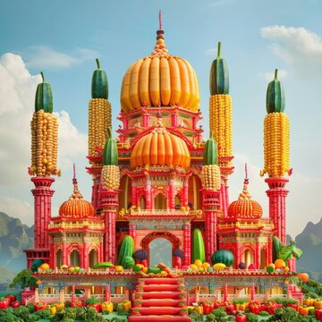 Architectural wonders of the world reimagined with vegetables