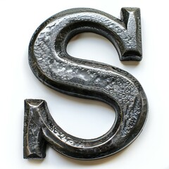 Metal alphabet on a white background,  Letter S,   render