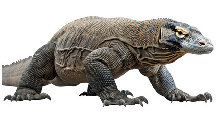Obraz premium A Komodo dragon being on guard with its head up (transparent)