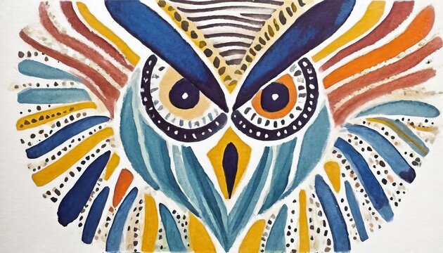 owl on a colorful painted background