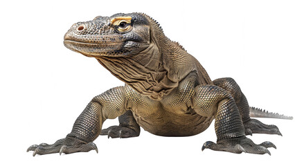 Obraz premium A Komodo dragon being on guard with its head up (transparent)