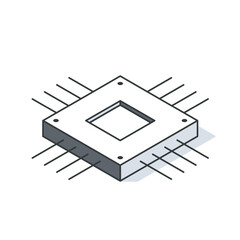 Processor, chip icon. Outline isometric illustration. Vector in line style. 3d linear image for website, mobile app, infographic or presentation.
