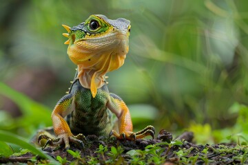 Close-up of a green iguana (Pogona vitticeps) - obrazy, fototapety, plakaty