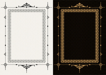 Set Template of Decorative vintage frames,borders rectangular shape. Baroque, Art Nouveau, Modern , Victorian style.
