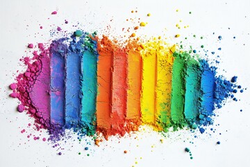 Colorful eyeshadow powder isolated on white background,  Top view - obrazy, fototapety, plakaty