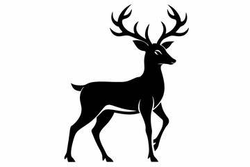  deer with horns silhouette black vector illustration 