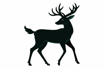  deer with horns silhouette black vector illustration 