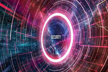 Obraz premium Intergalactic security: brightly lit internet data streams in a long exposure, creating a cinematic tech backdrop for web banners.