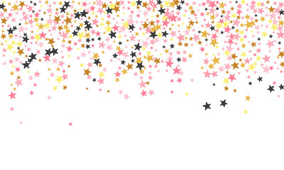 Modern black pink gold starburst scatter illustration. Many starburst spangles Noel decoration elements. Wedding star burst texture. Sparkle particles banner decor. - 783023970